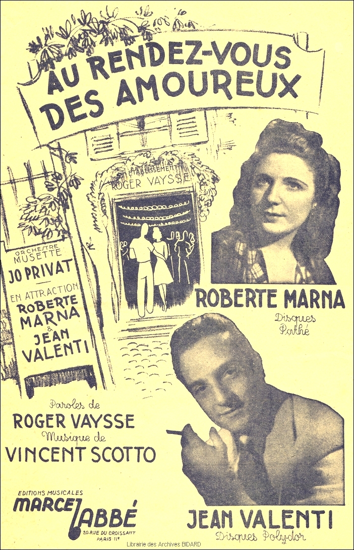 AU RENDEZ VOUS DES AMOUREUX Privat Valenti Marna partition illustree Archives BIDARD.jpg (788295 octets)