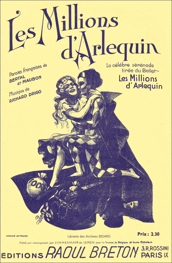 LES MILLIONS D ARLEQUIN Bertal et Maubon Drigo partition illustree Archives BIDARD.jpg (626882 octets)