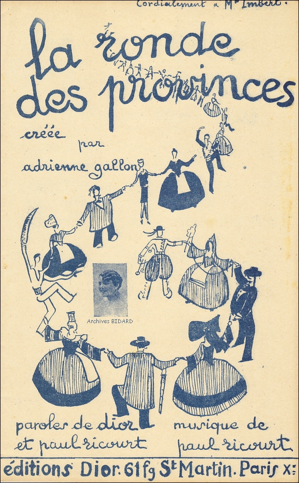 La ronde des provinces DIOR Paul RICOURT Adrienne GALLON Partition Archives BIDARD.jpg (604200 octets)
