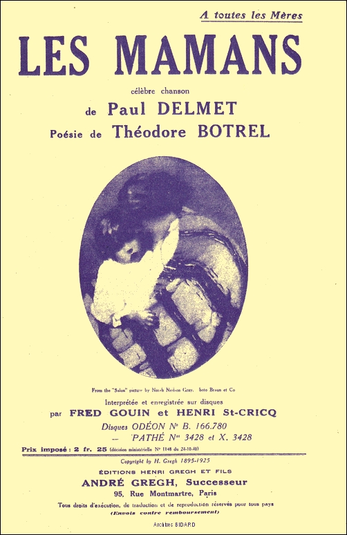 Les mamans Paul DELMET Theodore BOTREL Partitions Archives BIDARD.jpg (211928 octets)