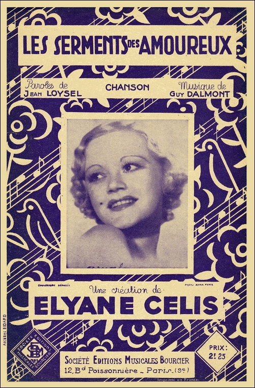 Les serments des amoureux Jean LOYSEL Guy DALMONT Elyane CELIS Partitions Archives BIDARD.jpg (468918 octets)