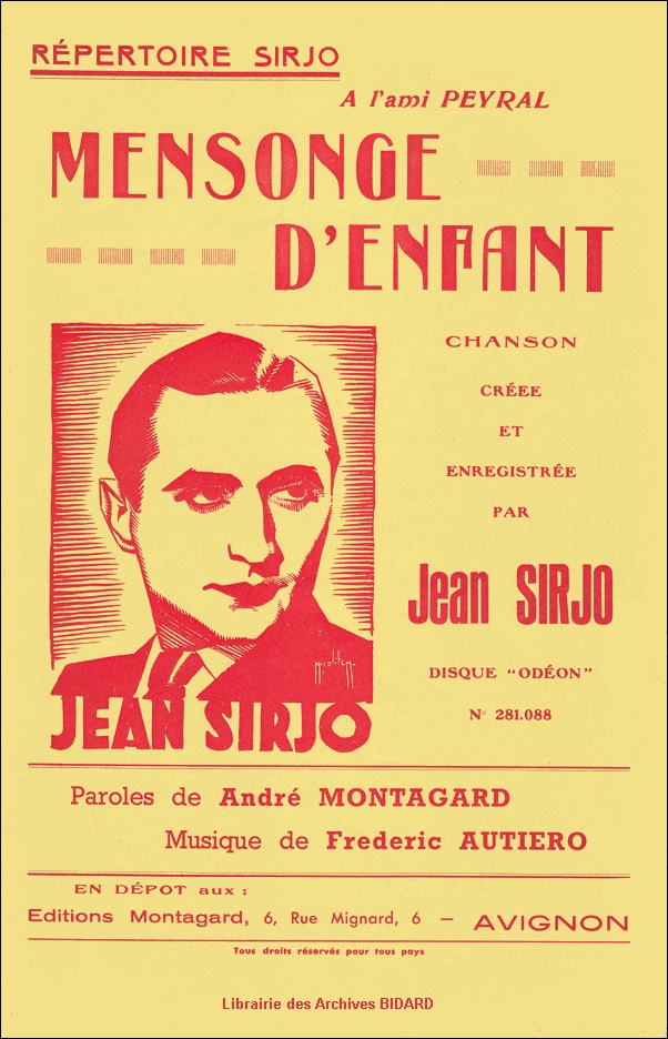 MENSONGE D ENFANT Sirjo Montagard partition illustree Archives BIDARD.jpg (445842 octets)