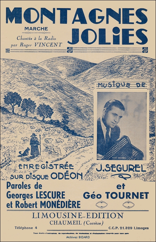 Montagnes jolies Roger VINCENT SEGUREL LESCURE MONEDIERE Partitions Archives BIDARD.jpg (471168 octets)