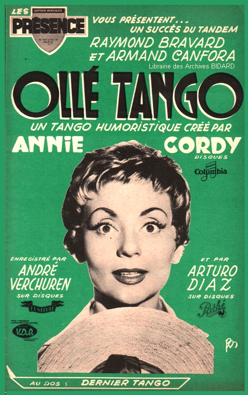 Olle tango Annie CORDY BRAVARD CANFORA Agnes Partition illustree Librairie des Archives BIDARD.jpg (412311 octets)