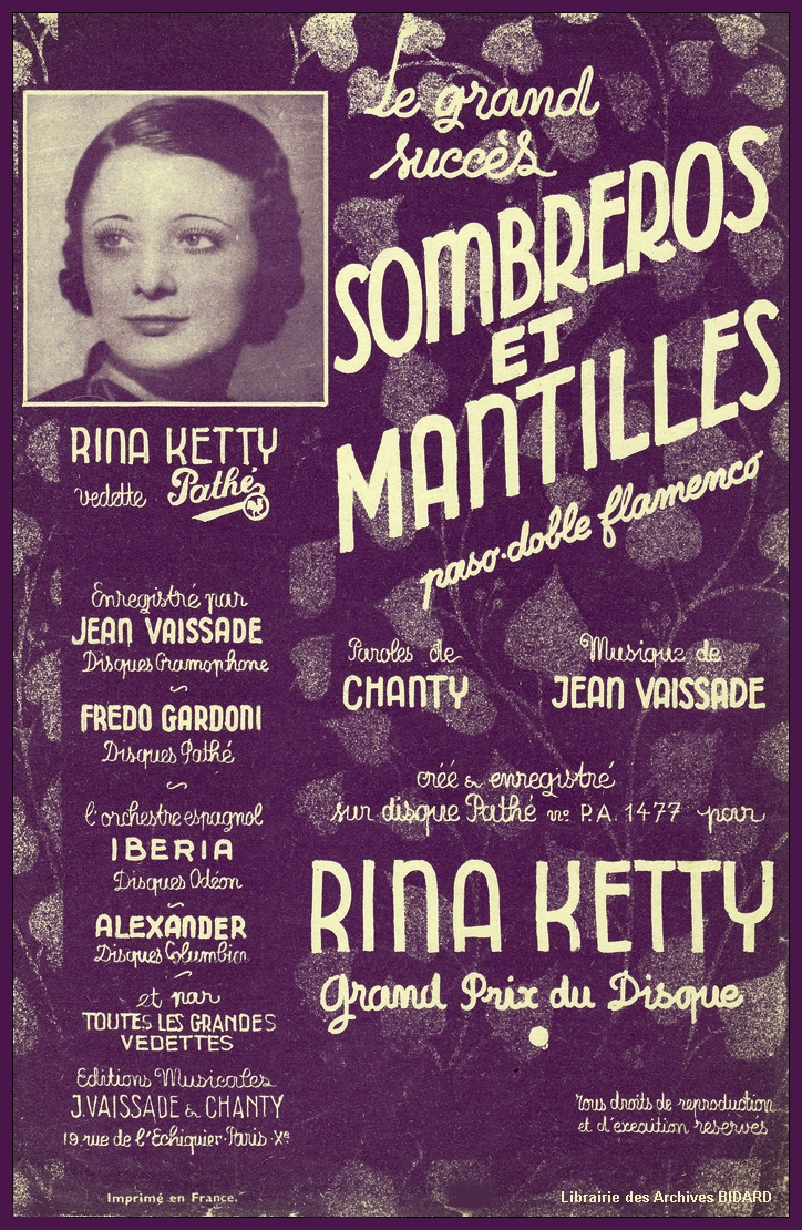 SOMBREROS ET MANTILLES Ketty Chanty Vaissade partition illustree Archives BIDARD.jpg (952388 octets)
