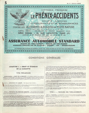 PHENIX ASSURANCES Contrat auto 1958 Berthe BEDEL Trouville Librairie BIDARD.jpg (122588 octets)